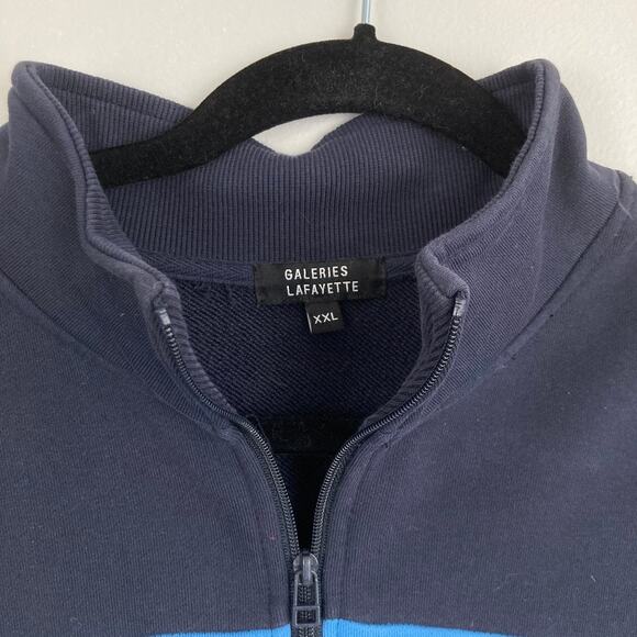 Galeries Lafayette Womens XXL Blue Colorblock Half Zip Pullover Sweatshirt Rugby - Picture 4 of 10